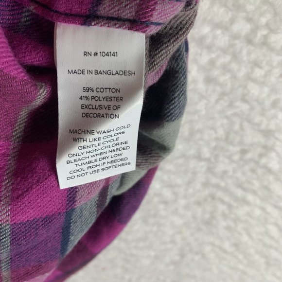 Alpine Design Flannel Shirt Men Small Pink Plaid Cotton Collar Long Sleeve 7023 - Picture 7 of 8